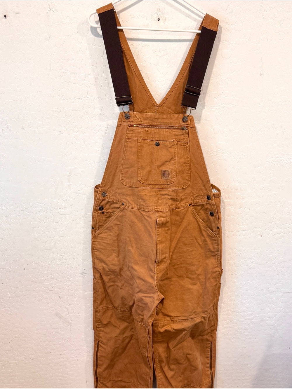 Berne Canvas Overalls 38 34 Brown Camel Work Bibs Workwear Worn In